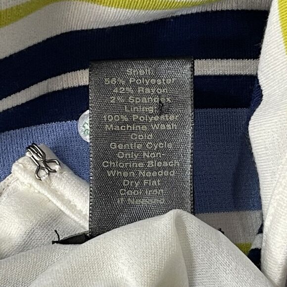 Ann Taylor SZ 8 Bodycon Dress Striped Sleeveless Stretch V-Neck Rear Zipper - Picture 8 of 9